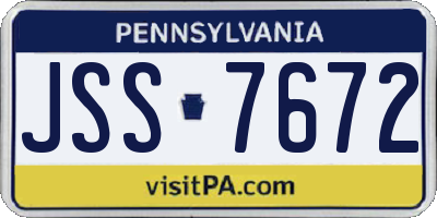 PA license plate JSS7672