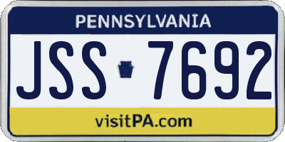 PA license plate JSS7692