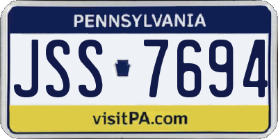 PA license plate JSS7694