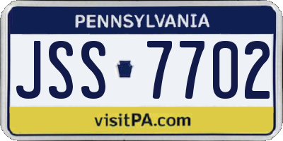 PA license plate JSS7702