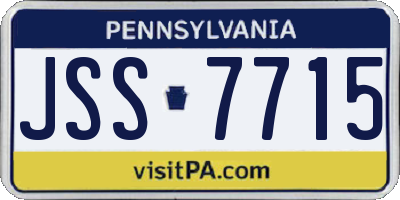 PA license plate JSS7715
