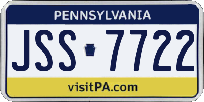 PA license plate JSS7722