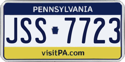PA license plate JSS7723