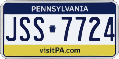 PA license plate JSS7724