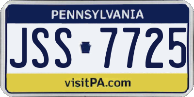 PA license plate JSS7725