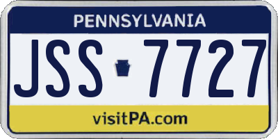 PA license plate JSS7727