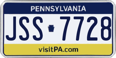 PA license plate JSS7728