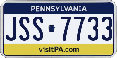 PA license plate JSS7733