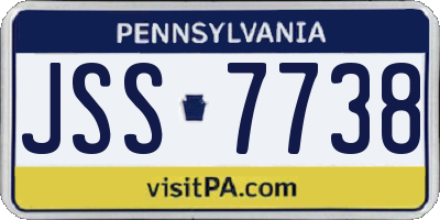 PA license plate JSS7738