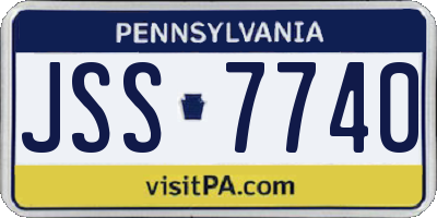 PA license plate JSS7740