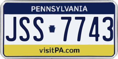 PA license plate JSS7743