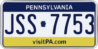 PA license plate JSS7753