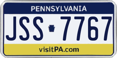 PA license plate JSS7767