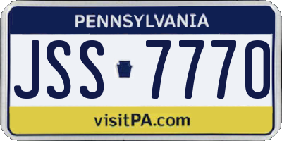 PA license plate JSS7770