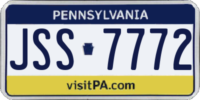 PA license plate JSS7772