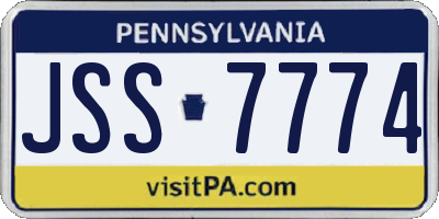 PA license plate JSS7774
