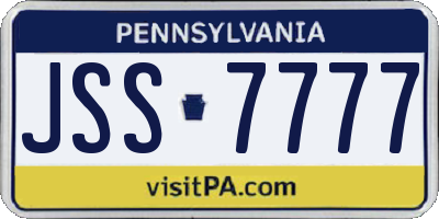 PA license plate JSS7777