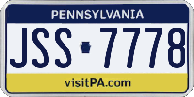 PA license plate JSS7778