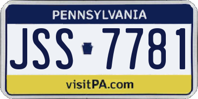 PA license plate JSS7781