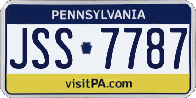 PA license plate JSS7787