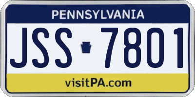 PA license plate JSS7801