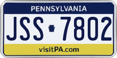 PA license plate JSS7802