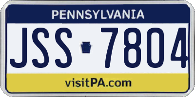 PA license plate JSS7804