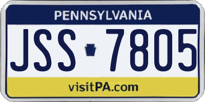 PA license plate JSS7805