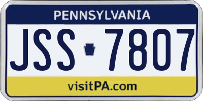 PA license plate JSS7807