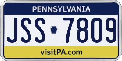 PA license plate JSS7809