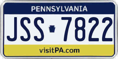 PA license plate JSS7822