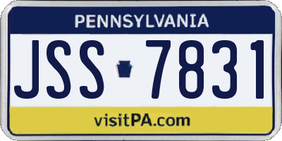 PA license plate JSS7831