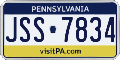 PA license plate JSS7834