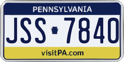 PA license plate JSS7840