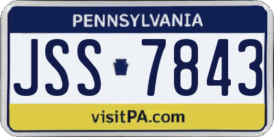 PA license plate JSS7843