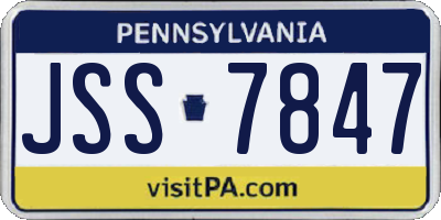 PA license plate JSS7847