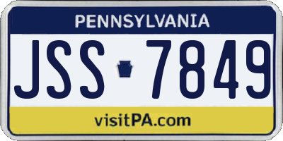 PA license plate JSS7849