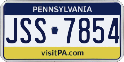PA license plate JSS7854