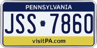 PA license plate JSS7860