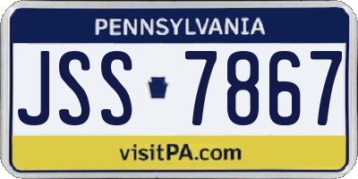 PA license plate JSS7867