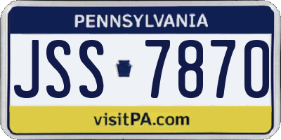 PA license plate JSS7870