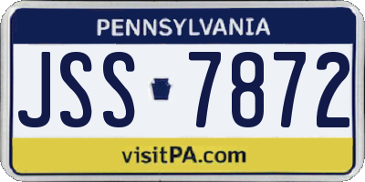 PA license plate JSS7872