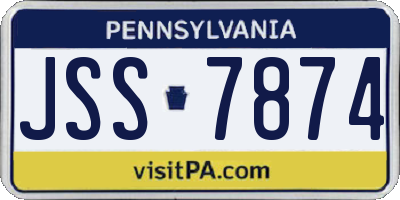 PA license plate JSS7874