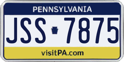 PA license plate JSS7875
