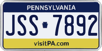 PA license plate JSS7892