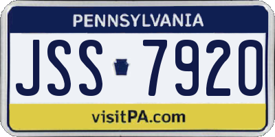 PA license plate JSS7920
