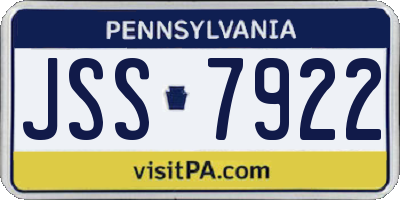 PA license plate JSS7922