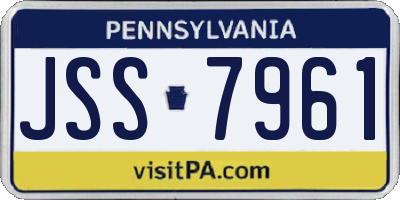 PA license plate JSS7961