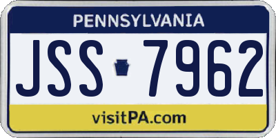 PA license plate JSS7962