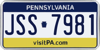 PA license plate JSS7981